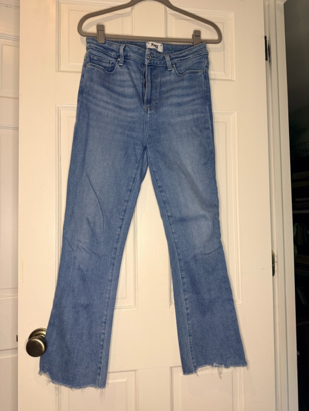 Paige Claudine Frayed Straight Jeans